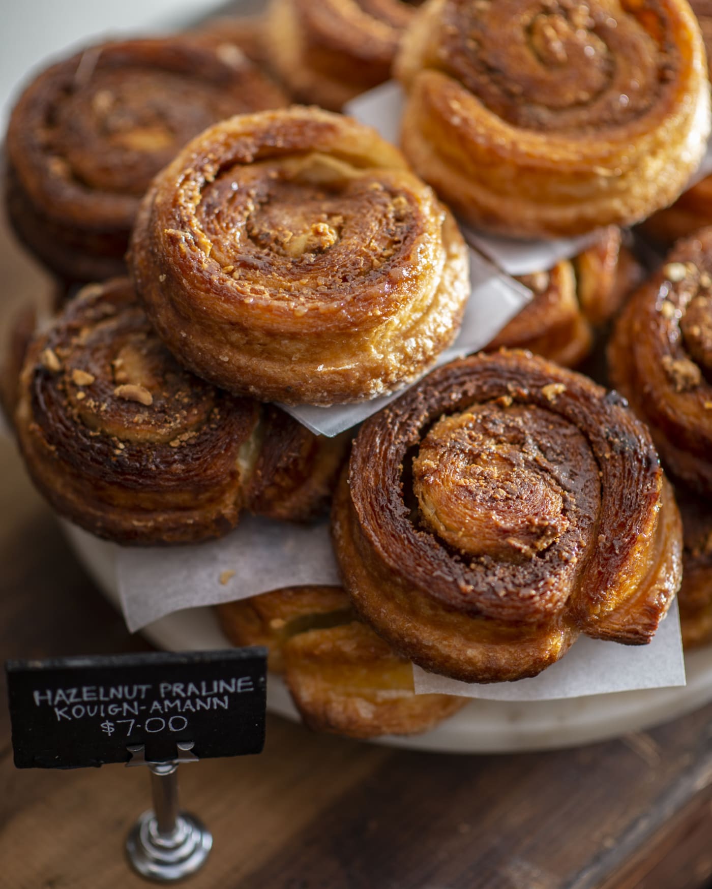 Pastries, looking like rolled snails, at Flour and Stone.